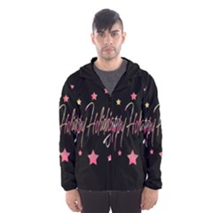 Happy Holidays 3 Hooded Wind Breaker (men) by Valentinaart