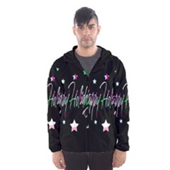 Happy Holidays 5 Hooded Wind Breaker (men) by Valentinaart