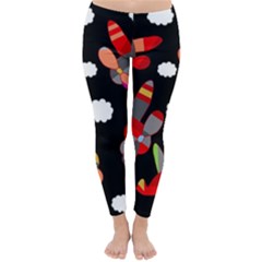 Playful Airplanes  Classic Winter Leggings by Valentinaart