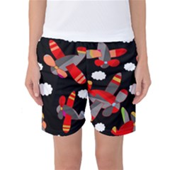 Playful Airplanes  Women s Basketball Shorts by Valentinaart