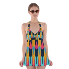 Shapes And Stripes                                              Halter Swimsuit Dress by LalyLauraFLM