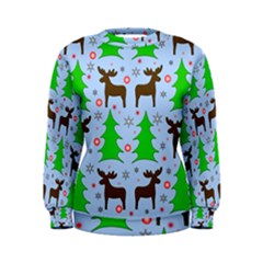 Reindeer And Xmas Trees  Women s Sweatshirt by Valentinaart