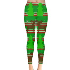 Christmas Trees And Reindeer Pattern Leggings  by Valentinaart
