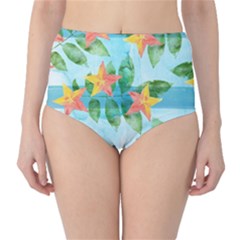 Tropical Starfruit Pattern High-waist Bikini Bottoms by DanaeStudio