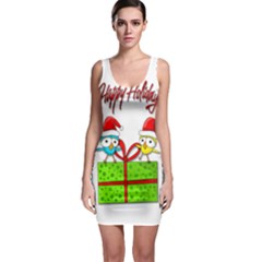 Cute Xmas Birds Sleeveless Bodycon Dress by Valentinaart