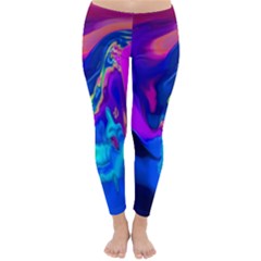 The Perfect Wave Pink Blue Red Cyan Classic Winter Leggings by EDDArt