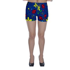 Ladybugs - Blue Skinny Shorts by Valentinaart