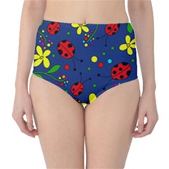 Ladybugs - Blue High-waist Bikini Bottoms by Valentinaart