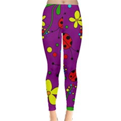 Ladybugs - Purple Leggings  by Valentinaart