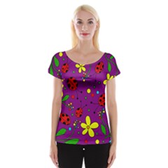Ladybugs - Purple Women s Cap Sleeve Top by Valentinaart