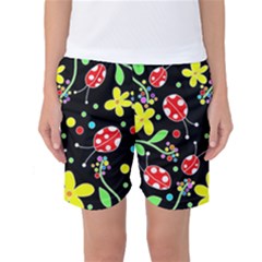 Flowers And Ladybugs Women s Basketball Shorts by Valentinaart
