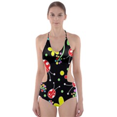 Flowers And Ladybugs Cut-out One Piece Swimsuit by Valentinaart