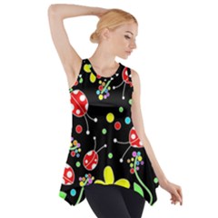 Flowers And Ladybugs Side Drop Tank Tunic by Valentinaart