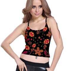 Flowers And Ladybugs 2 Spaghetti Strap Bra Top by Valentinaart