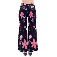 Pink Ladybugs And Flowers  Pants by Valentinaart