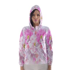 Cute Pink Flower Pattern  Hooded Wind Breaker (women) by Brittlevirginclothing