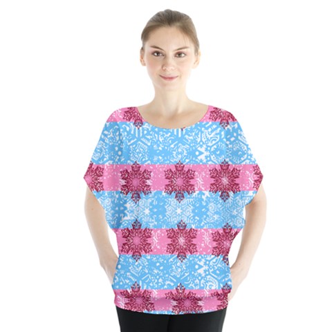 Pink Snowflakes Pattern Blouse by Brittlevirginclothing