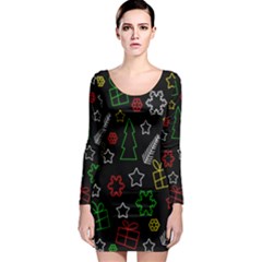 Colorful Xmas Pattern Long Sleeve Bodycon Dress by Valentinaart