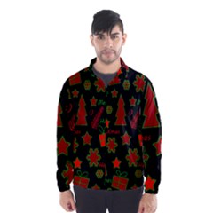 Red And Green Xmas Pattern Wind Breaker (men) by Valentinaart