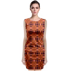 Peach Purple Abstract Moroccan Lattice Quilt Classic Sleeveless Midi Dress by DianeClancy