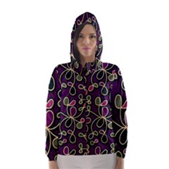 Elegant Purple Pattern Hooded Wind Breaker (women) by Valentinaart