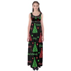 New Year Pattern - Red And Green Empire Waist Maxi Dress by Valentinaart