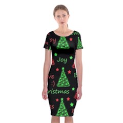 New Year Pattern - Red And Green Classic Short Sleeve Midi Dress by Valentinaart