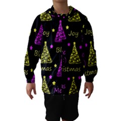 New Year Pattern - Yellow And Purple Hooded Wind Breaker (kids) by Valentinaart