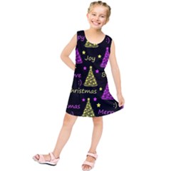 New Year Pattern - Yellow And Purple Kids  Tunic Dress by Valentinaart