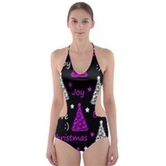 New Year Pattern - Purple Cut-out One Piece Swimsuit by Valentinaart