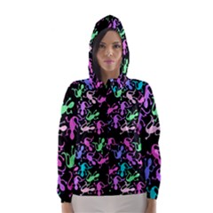 Purple Lizards Pattern Hooded Wind Breaker (women) by Valentinaart