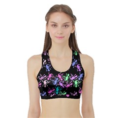 Purple Lizards Pattern Sports Bra With Border by Valentinaart