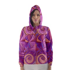 Candy Abstract Pink, Purple, Orange Hooded Wind Breaker (women) by digitaldivadesigns