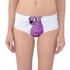 Purple Cat Mid-waist Bikini Bottoms by Valentinaart