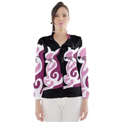 Pink Abstract Cat Wind Breaker (women) by Valentinaart