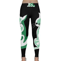 Green Abstract Cat  Classic Yoga Leggings by Valentinaart