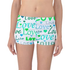 Love Pattern - Green And Blue Boyleg Bikini Bottoms by Valentinaart