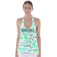 Love Pattern - Green And Blue Babydoll Tankini Top by Valentinaart