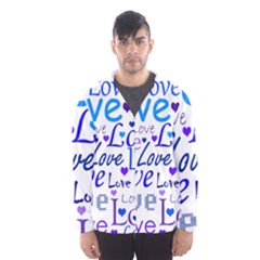 Blue And Purple Love Pattern Hooded Wind Breaker (men) by Valentinaart