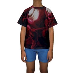 Dark Red Candlelight Candles Kids  Short Sleeve Swimwear by yoursparklingshop