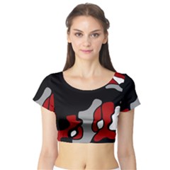 Red Creativity 2 Short Sleeve Crop Top (tight Fit) by Valentinaart