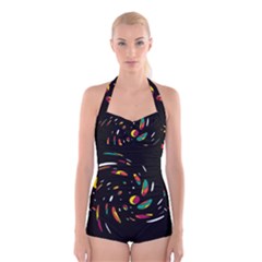 Colorful Twist Boyleg Halter Swimsuit  by Valentinaart