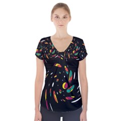 Colorful Twist Short Sleeve Front Detail Top by Valentinaart