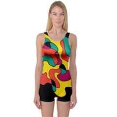 Colorful Spot One Piece Boyleg Swimsuit by Valentinaart