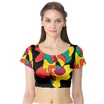 Colorful spot Short Sleeve Crop Top (Tight Fit)