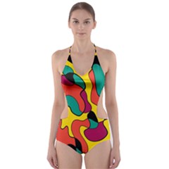 Colorful Spot Cut-out One Piece Swimsuit by Valentinaart