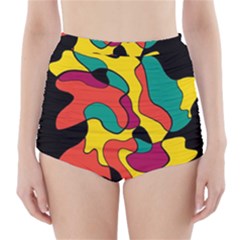 Colorful Spot High-waisted Bikini Bottoms by Valentinaart