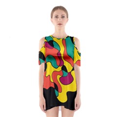 Colorful Spot Cutout Shoulder Dress by Valentinaart