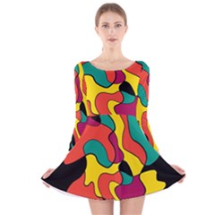 Colorful Spot Long Sleeve Velvet Skater Dress by Valentinaart