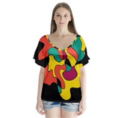 Colorful Spot Flutter Sleeve Top by Valentinaart